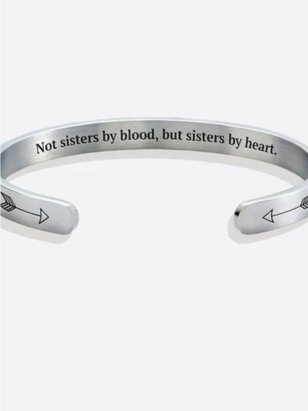 Engraved Silver-Tone 'Sisters by Heart' Open Cuff Bracelet